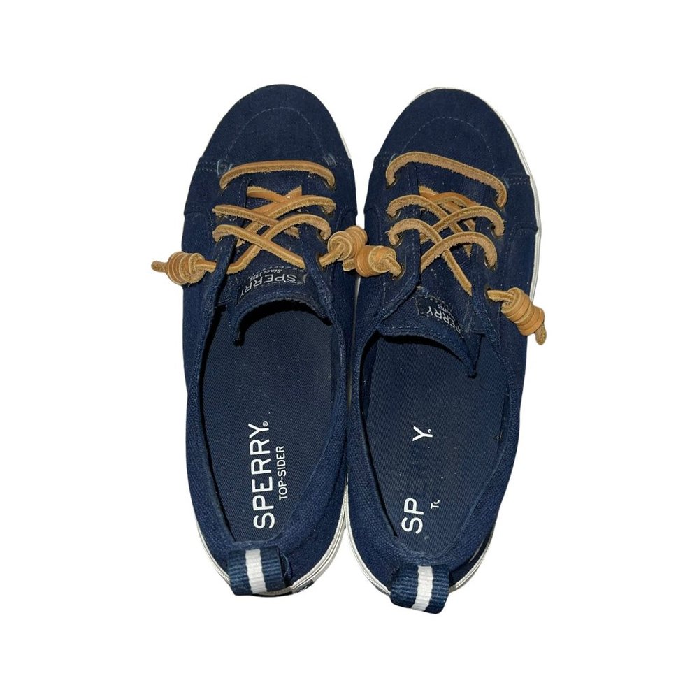 Sperry Top-Sider Navy Blue Canvas Leather Rope Slip On Loafers Women's 8M - Picture 8 of 10